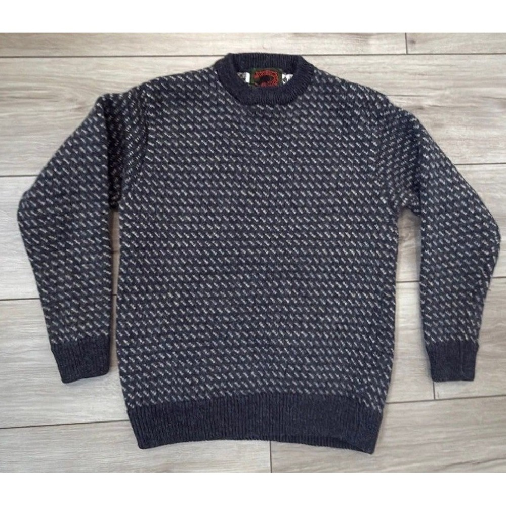 Vintage Boston Traders 100% Pure Wool Sweater Mens Med Nordic Fair Isle Knit USA